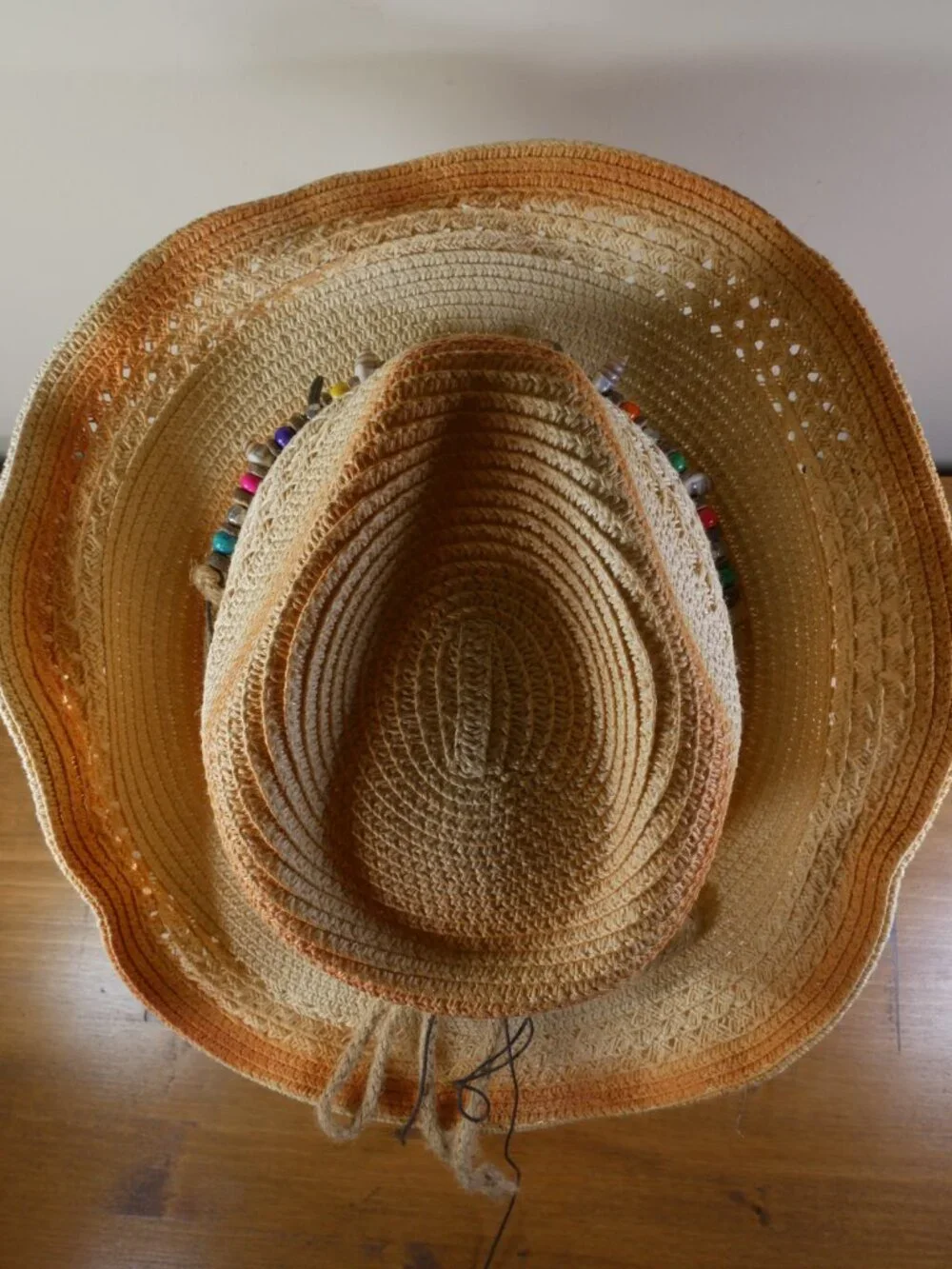 NEW Beaded Straw Cowboy Hat Cowgirl Coastal Beach One Size Boho Festival